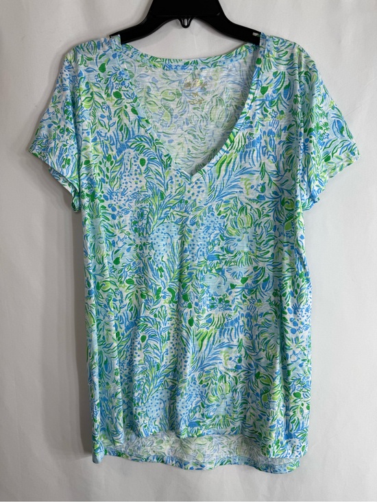 Lilly Pulitzer Tops - NWT Lilly Pulitzer Etta V-Neck Tee Dandy Lions Hydra Blue, size M